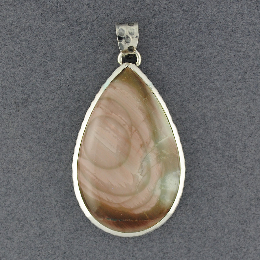 Sterling Silver Imperial Jasper Hammered Teardrop Pendant