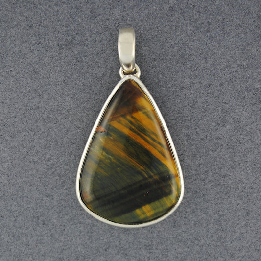 Sterling Silver Tiger's Eye Teardrop Pendant
