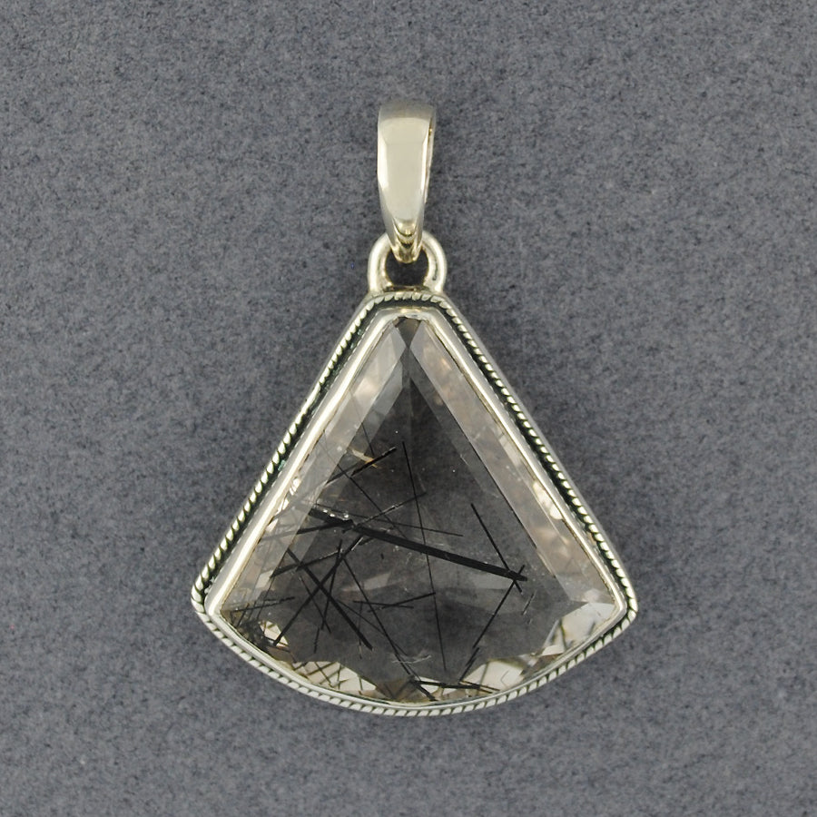 Sterling Silver Tourmalated Quartz Triangle Pendant