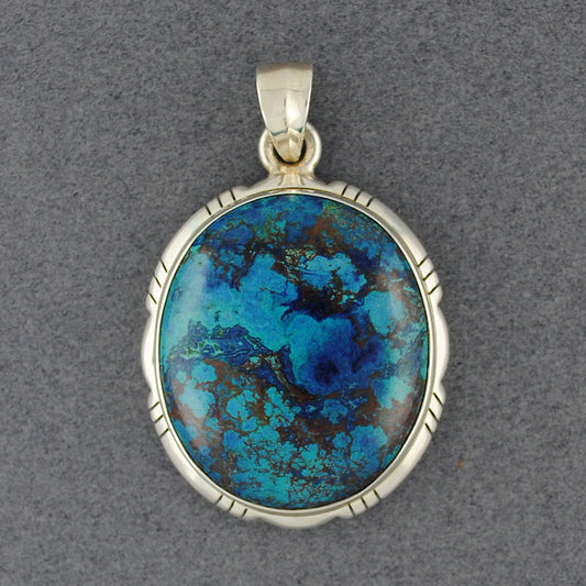 Sterling Silver Azurite Circle Pendant