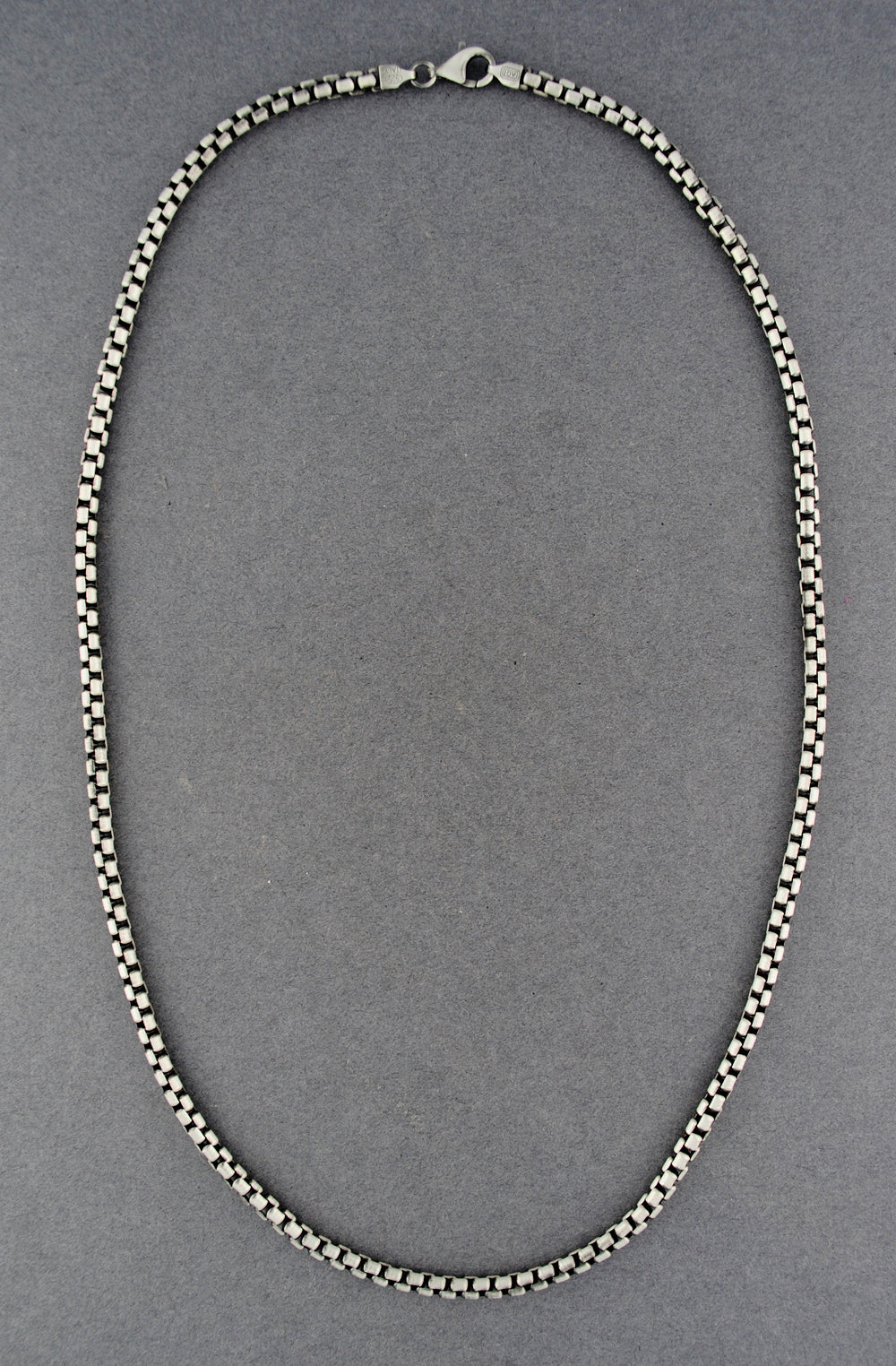 Sterling Silver Men's Gun Metal Round Box Chain