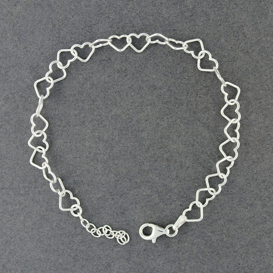 Sterling Silver Dainty Heart Link Bracelet