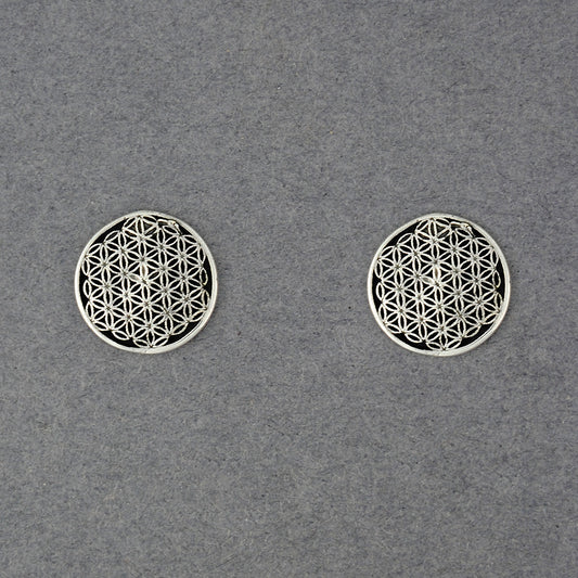 Sterling Silver Flower of Life Post Earrings