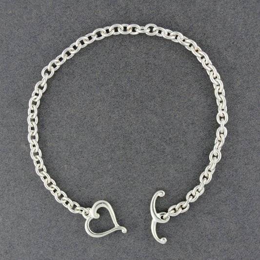 Sterling Silver Heart Toggle Bracelet