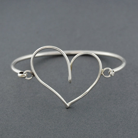 Sterling Silver Heart Closure Cuff Bracelet