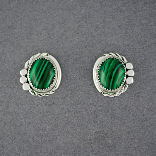 Sterling Silver Malachite Detailed Post Earrings
