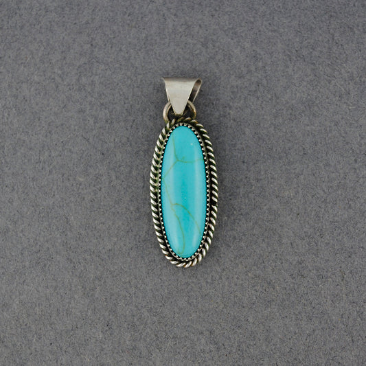 Sterling Silver Turquoise Oval Pendant