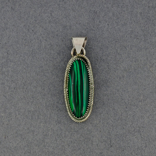 Sterling Silver Malachite Small Oval Pendant