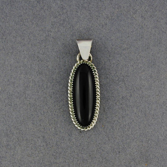 Sterling Silver Onyx Small Oval Pendant