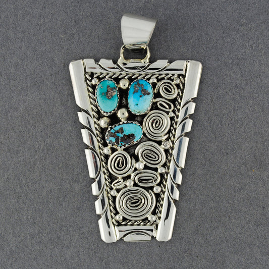 Sterling Silver Turquoise And Spirals Pendant