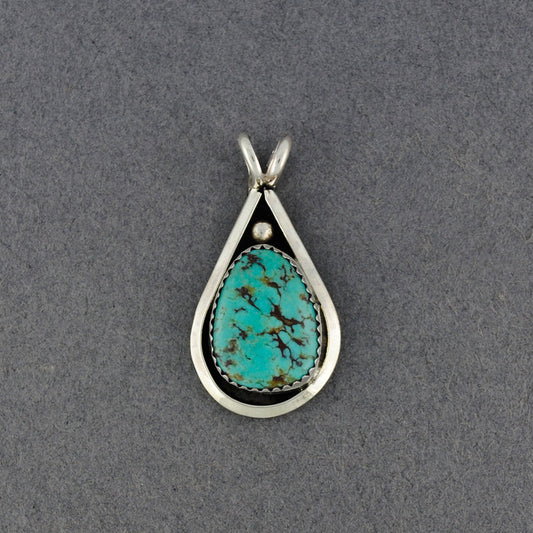 Sterling Silver Turquoise Set In Teardrop Pendant