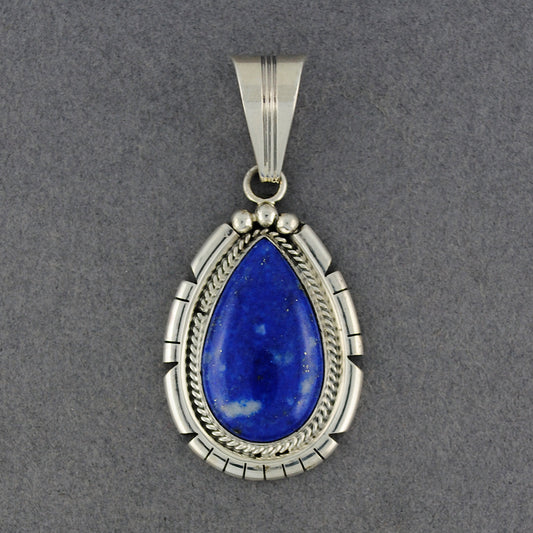 Sterling Silver Lapis Detailed Teardrop Pendant
