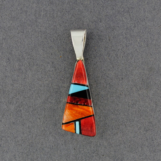 Sterling Silver Spiny Oyster and Turquoise Inlay Pendant