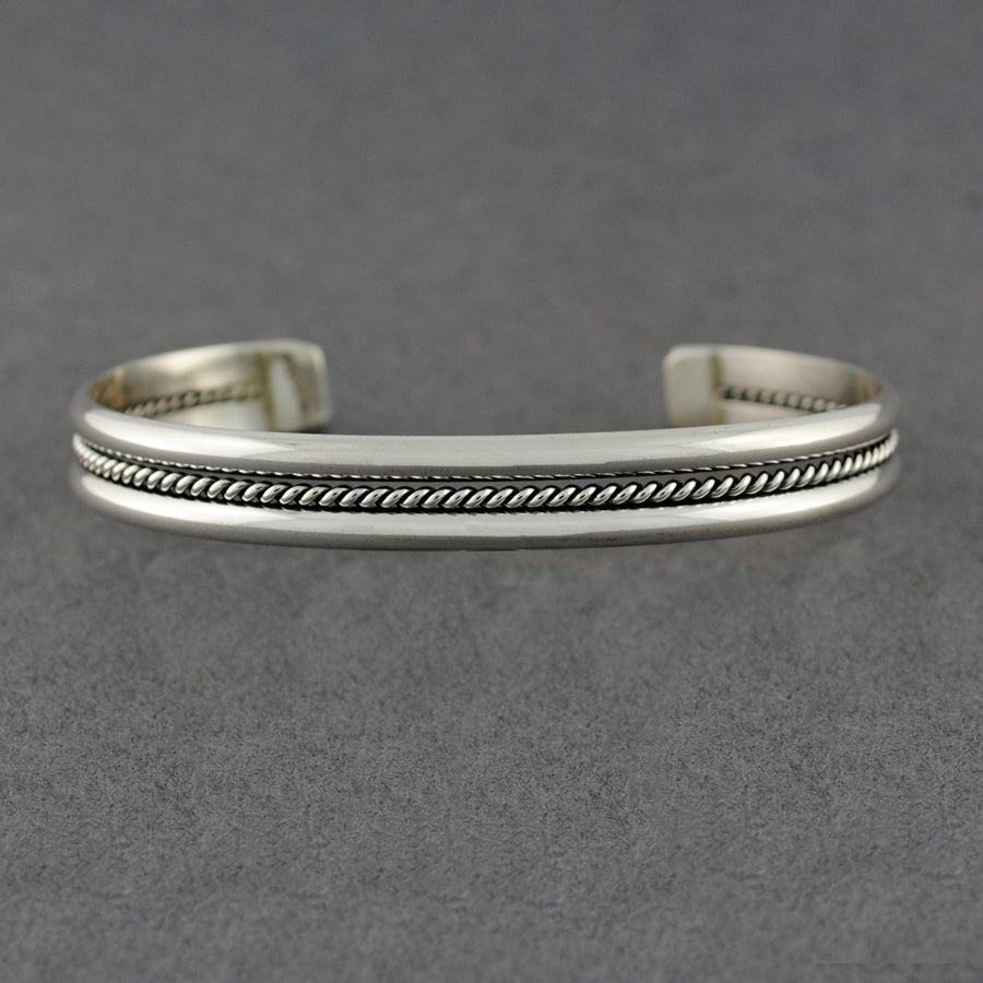 Sterling Silver Solid Center Twist Cuff Bracelet