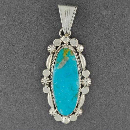 Sterling Silver Turquoise Oval Dots And Stars Pendant