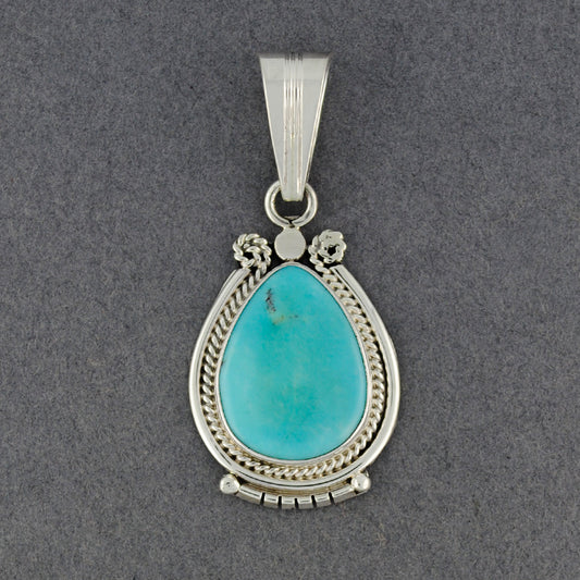 Sterling Silver Turquoise Twisted Teardrop Pendant