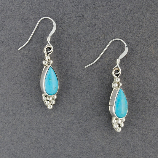 Sterling Silver Turquoise Dotted Teardrop Earrings