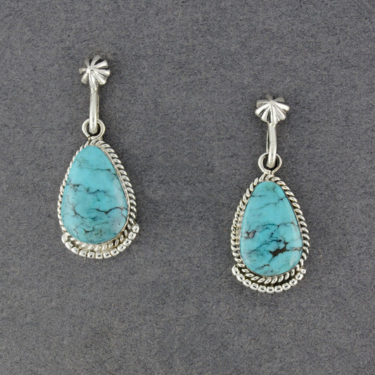 Sterling Silver Turquoise Teardrop Star Post Earrings