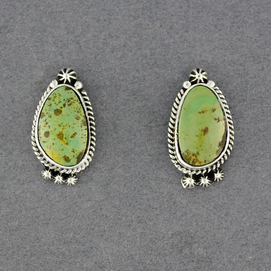 Sterling Silver Green Turquoise Post Earrings