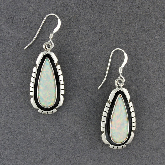 Sterling Silver White Opal Teardrop Earrings