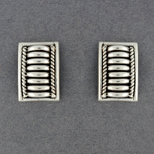 Sterling Silver Ribbed Melon Post Earrings