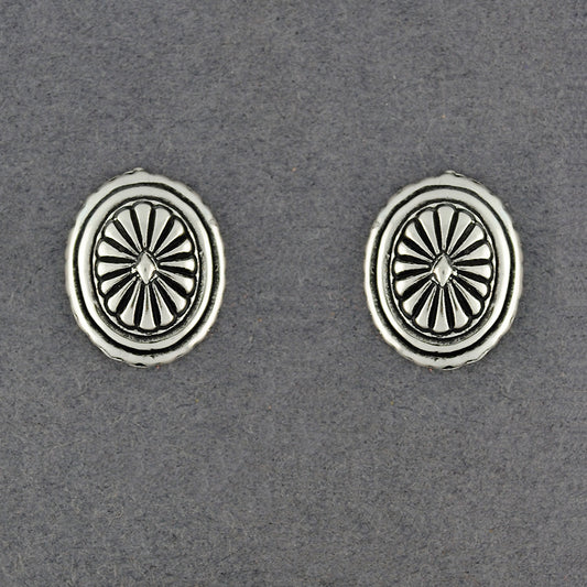 Sterling Silver Oval Button Post Earrings