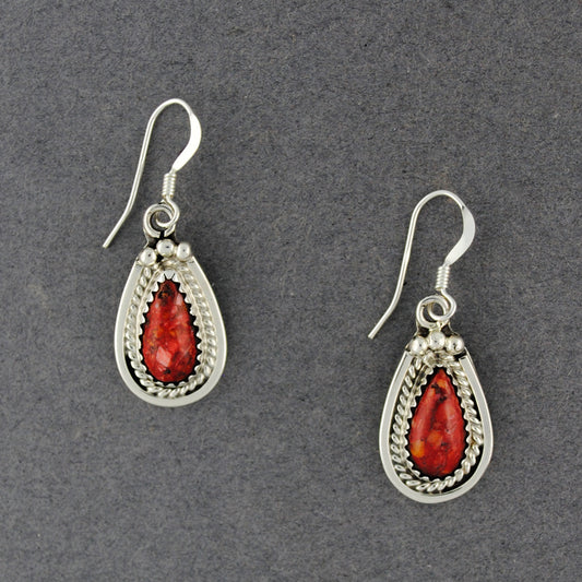 Sterlimg Silver Spiny Oyster Teardrop Earrings