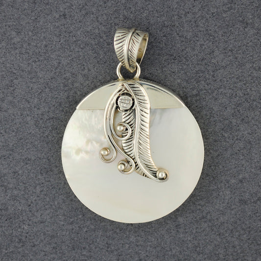 Mother of Pearl Feathers & Flower Pendant