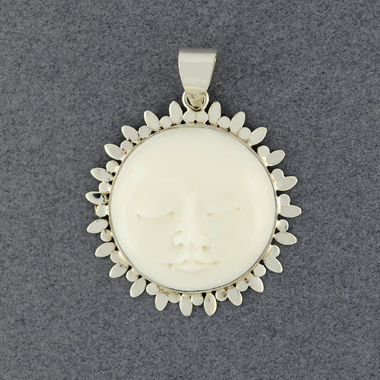 Carved Bone Sunburst Pendant