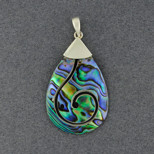 Abalone Cut Spiral Teardrop Pendant