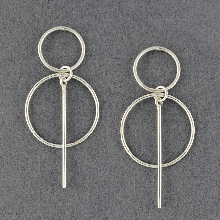 Sterling Silver Circles And Bar Post Earrings