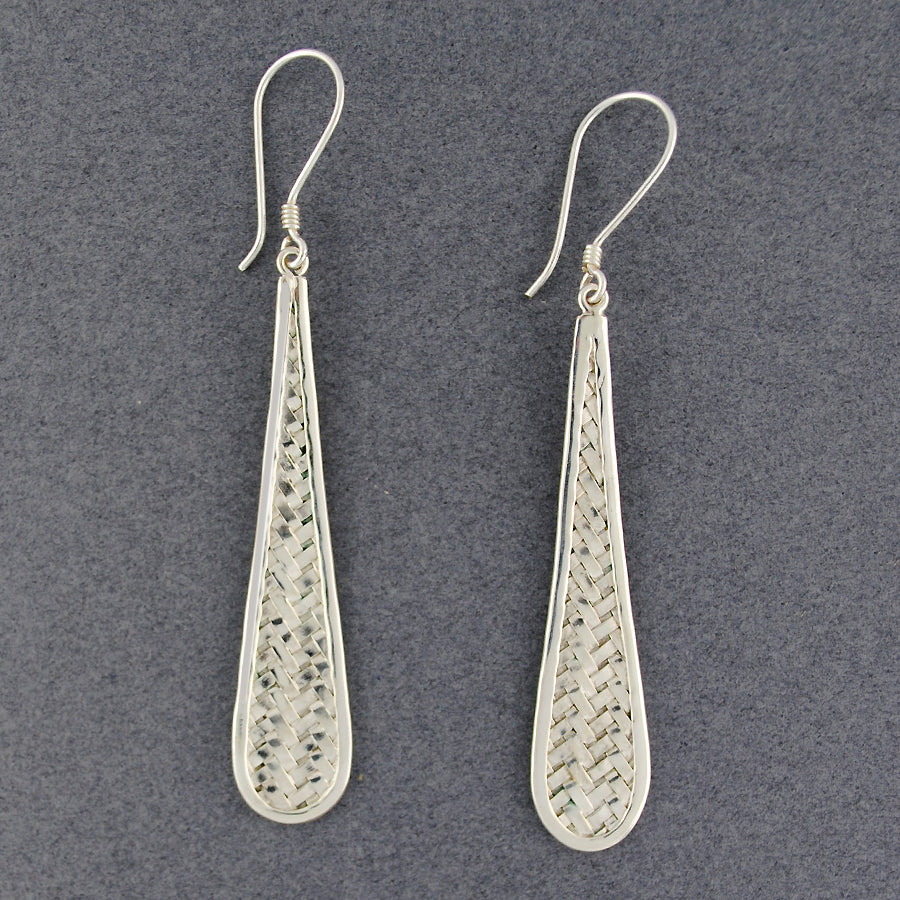 Sterling Silver Long Woven Drop Earrings