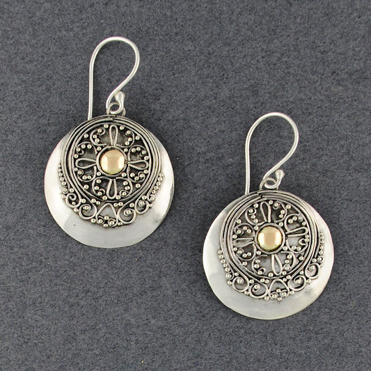 Sterling Silver & 18K Gold Medallion Earrings