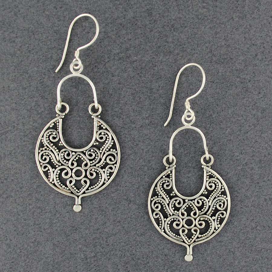 Sterling Silver Dots & Curls Dangle Earrings