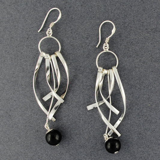 Onyx Swirl Dangle Earrings