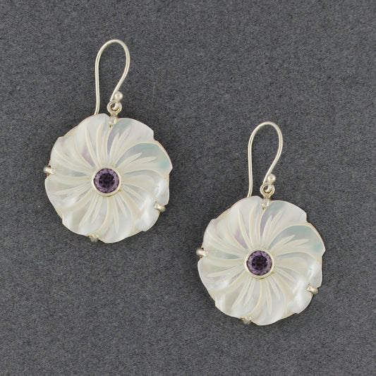 Mother of Pearl Amethyst Flower Earrings