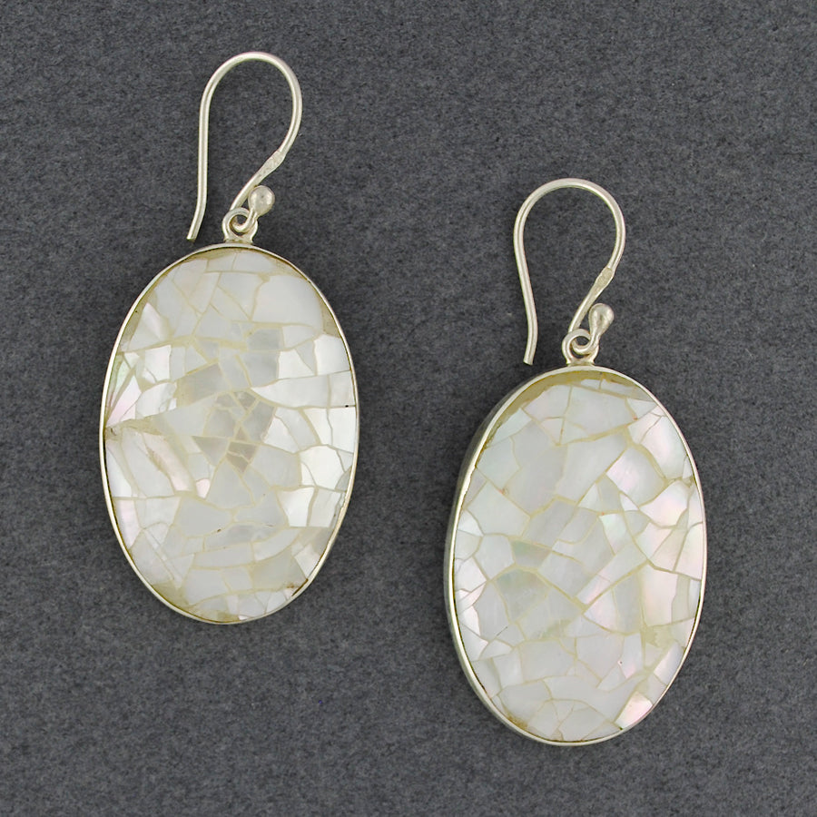 Mother of Pearl Mosaic Oval Earrings