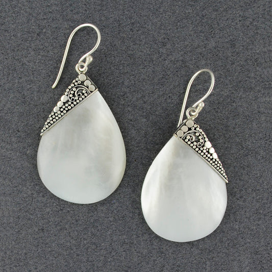 Mother of Pearl Dots & Swirls Teardrop Earrings