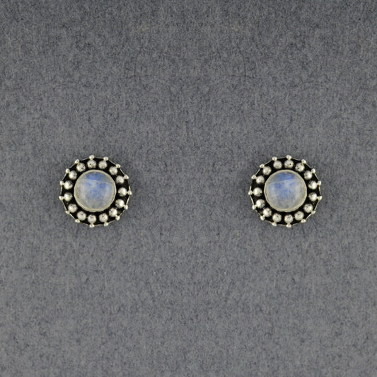 Moonstone Dotted Post Earrings