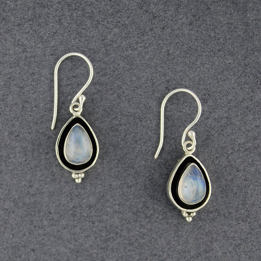 Moonstone Antiqued Teardrop Earrings