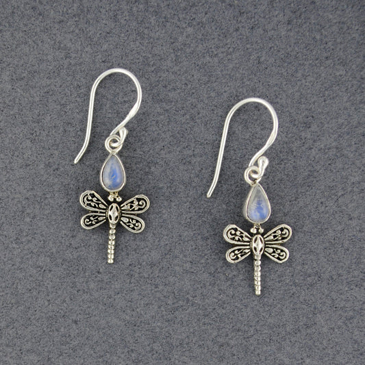 Moonstone Mini Dragonfly Earrings