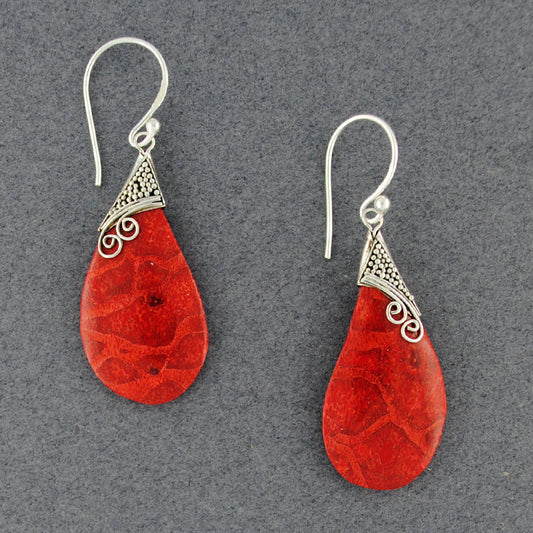 Coral Curved Teardrop Earrings