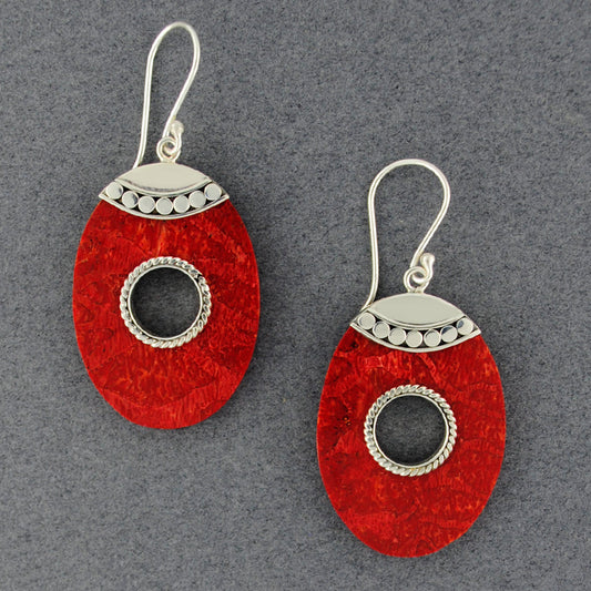 Coral Cutout Detailed Oval Earrings