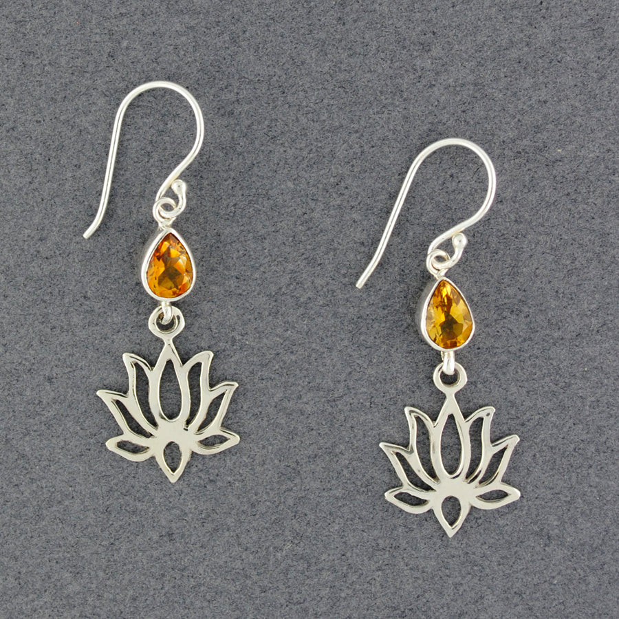 Citrine Lotus Dangle Earrings