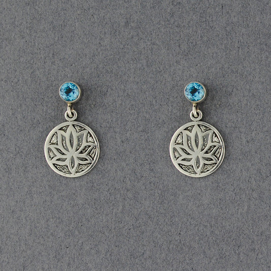 Blue Topaz Lotus Dangle Earrings