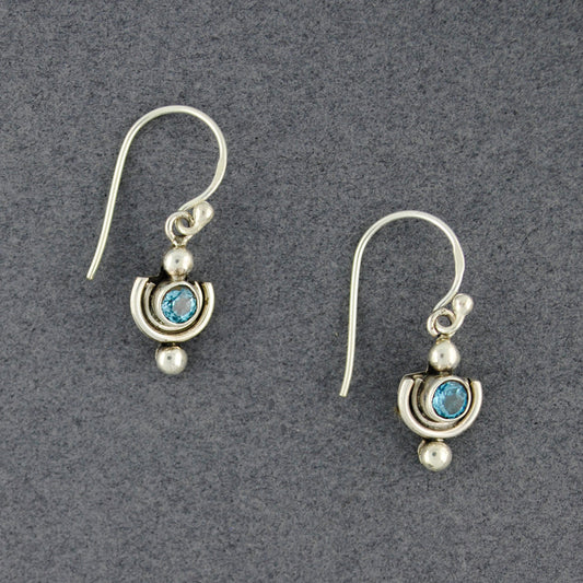 Blue Topaz Half Circle Earrings