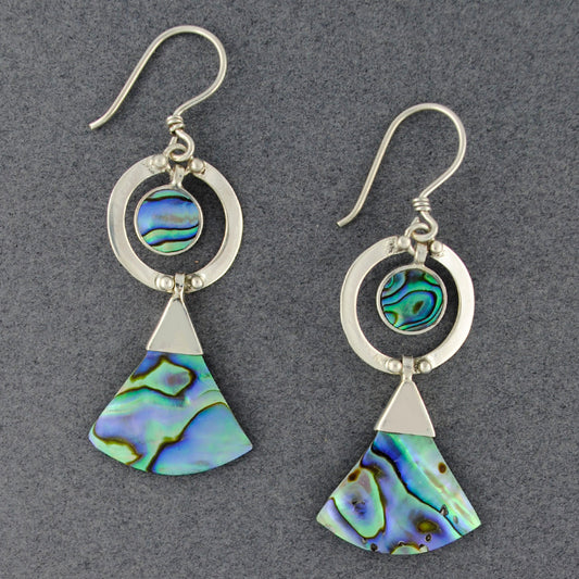 Abalone Circle & Triangle Dangle Earrings