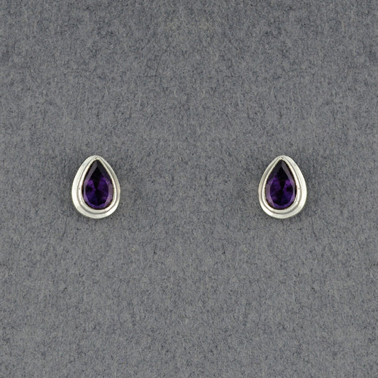 Amethyst Teardrop Post Earrings