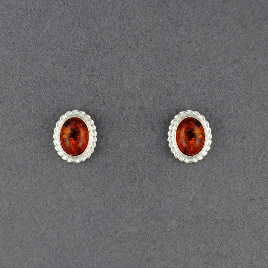 Amber Oval Post Twist Border Earrings