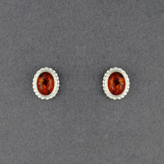 Amber Oval Post Twist Border Earrings